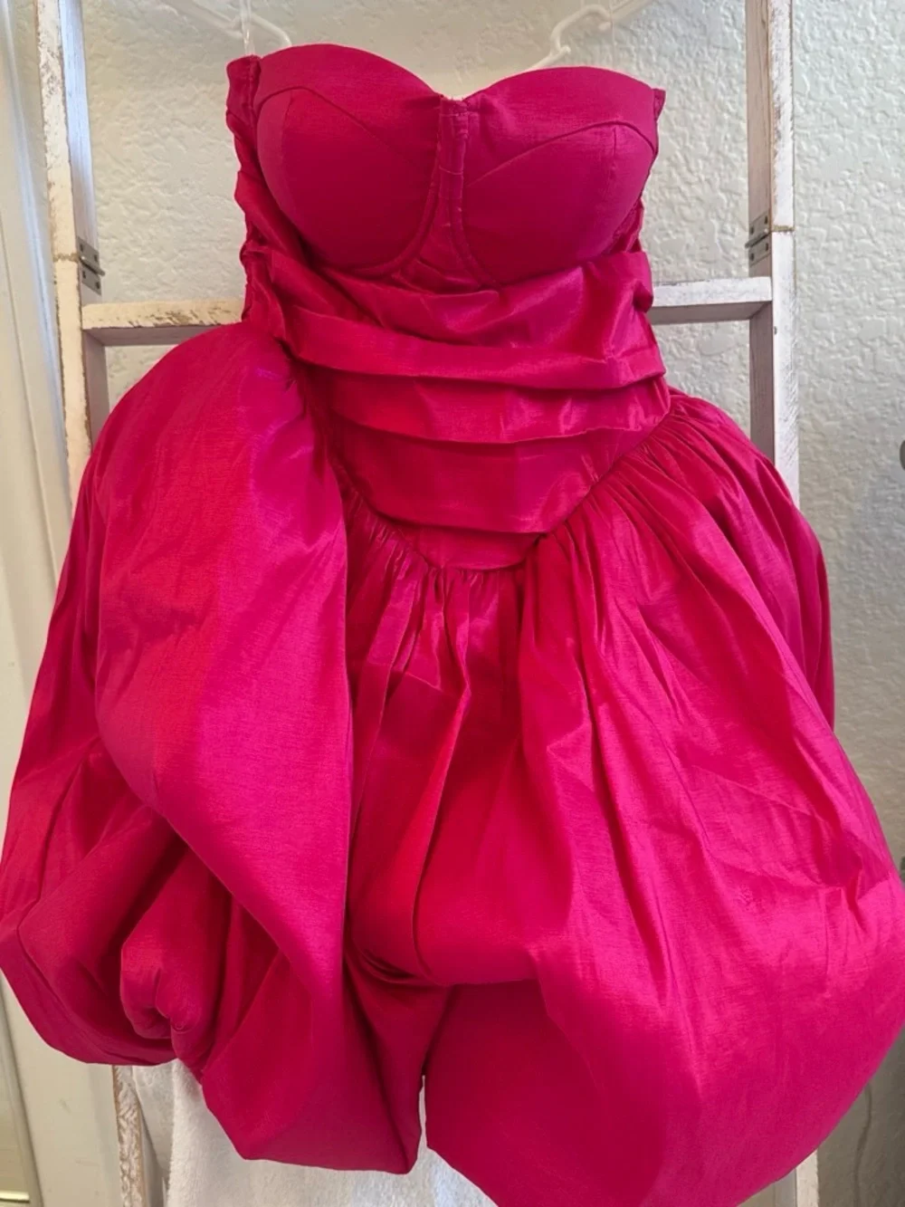 Fashion Nova Hot Pink Strapless Satin Party Dress for Girls